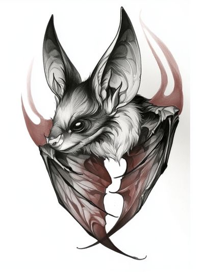 Bat Ink Illustration Poster.