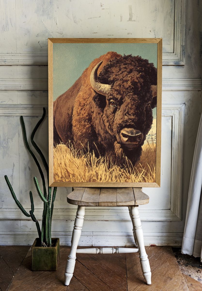 American Bison Vintage Poster. room preview