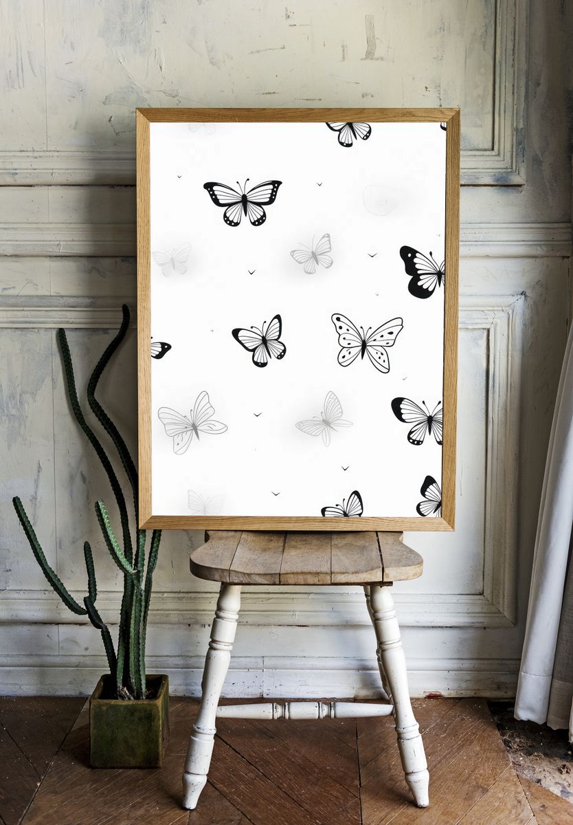Butterfly Pattern Minimalist Print. room preview