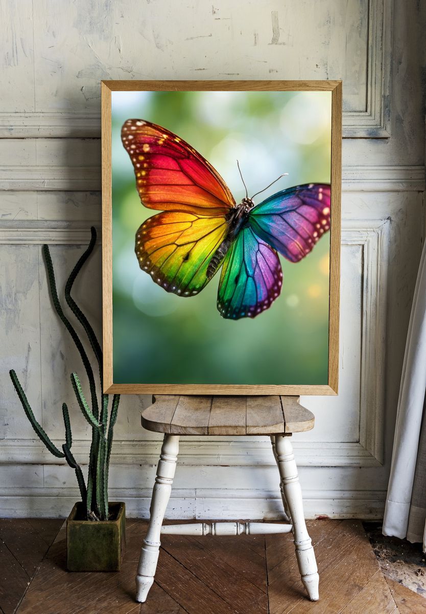 Rainbow Butterfly Photography Poster. room preview