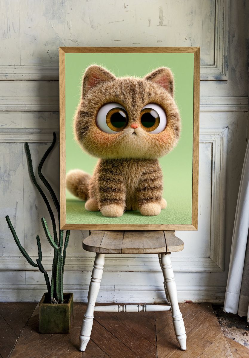 Cute Kitten Illustration Poster. room preview