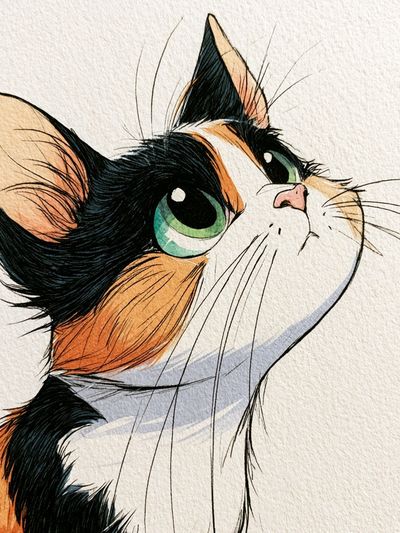 Calico Cat Watercolor Poster.