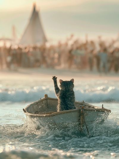 Cat in Boat Photography Poster.