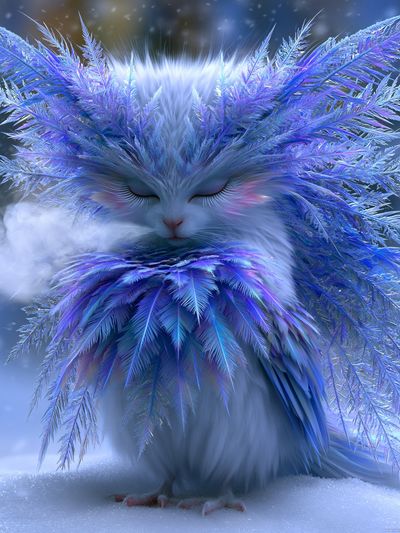 Frosted Cat Fantasy Illustration Poster.