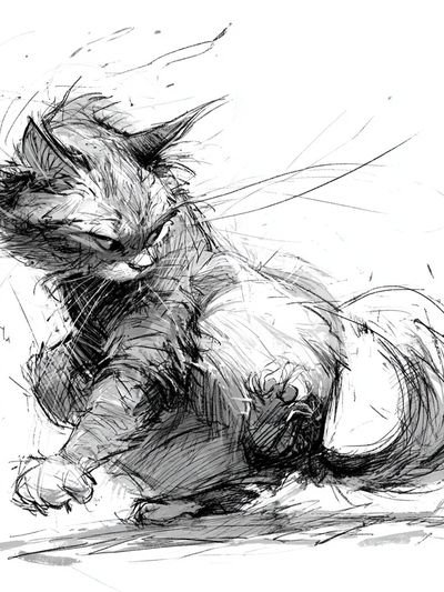 Playful Cat Sketch Poster.