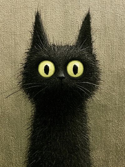 Black Cat Portrait Illustration Poster.