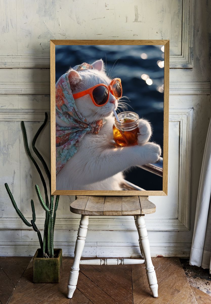 Cool Cat Sailor Photography Poster. room preview