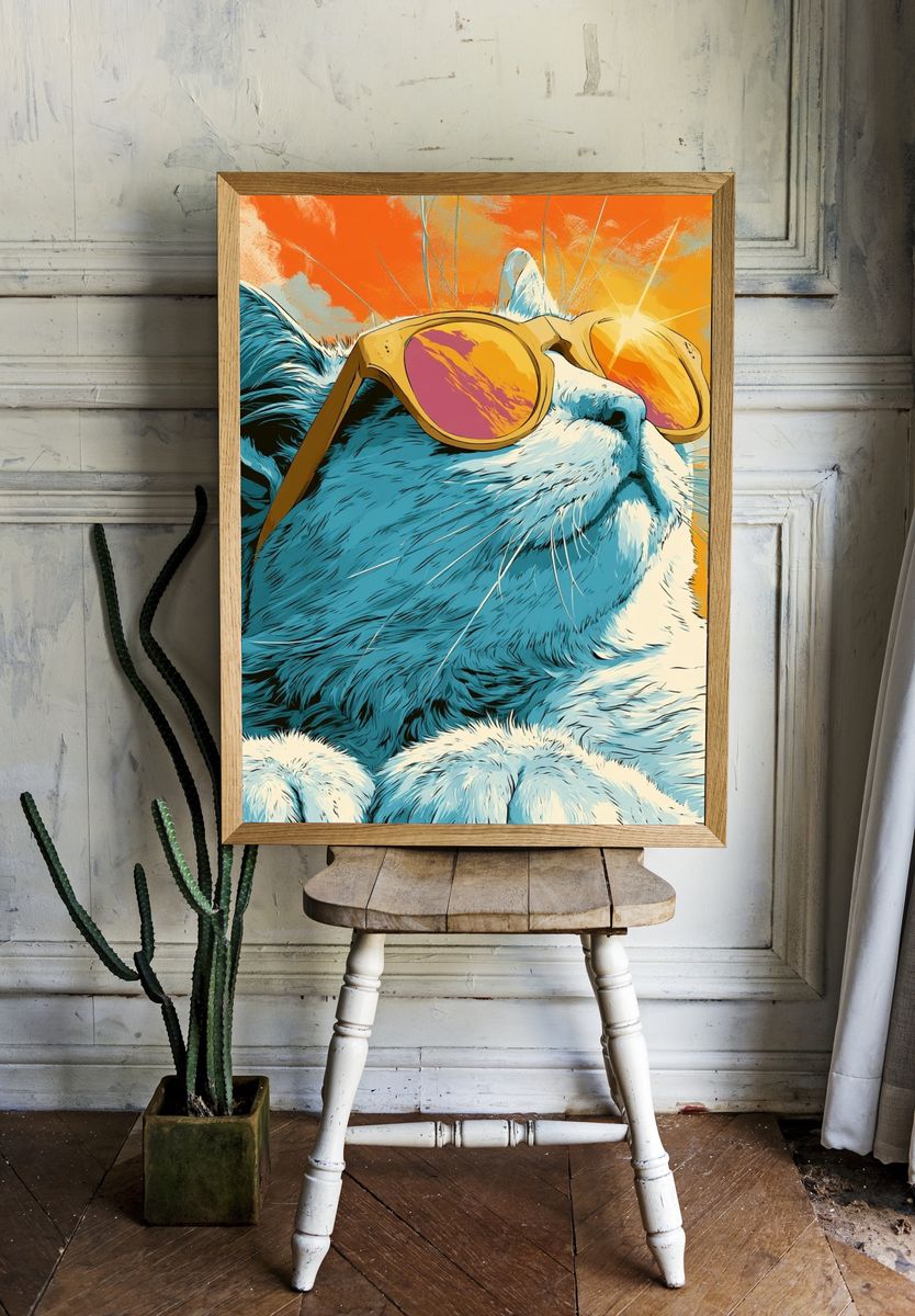 Cool Cat Pop-Art Poster. room preview