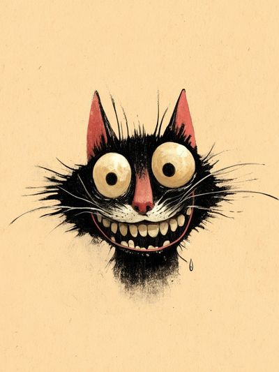Grinning Cat Illustration Poster.