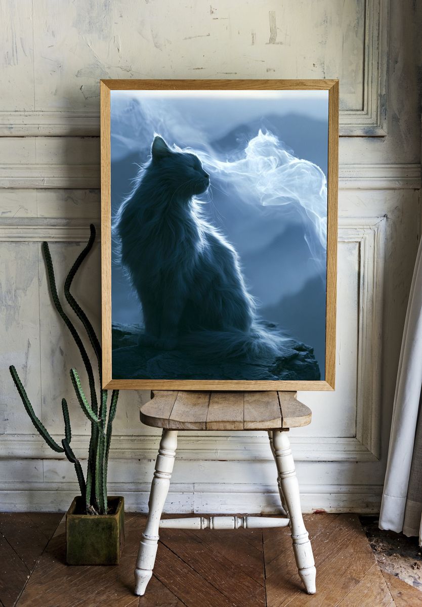 Mystic Cat Silhouette Poster. room preview
