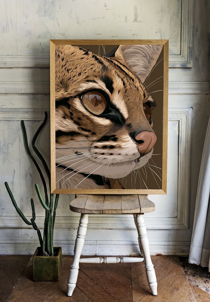 Tabby Cat Portrait Illustration Poster. room preview
