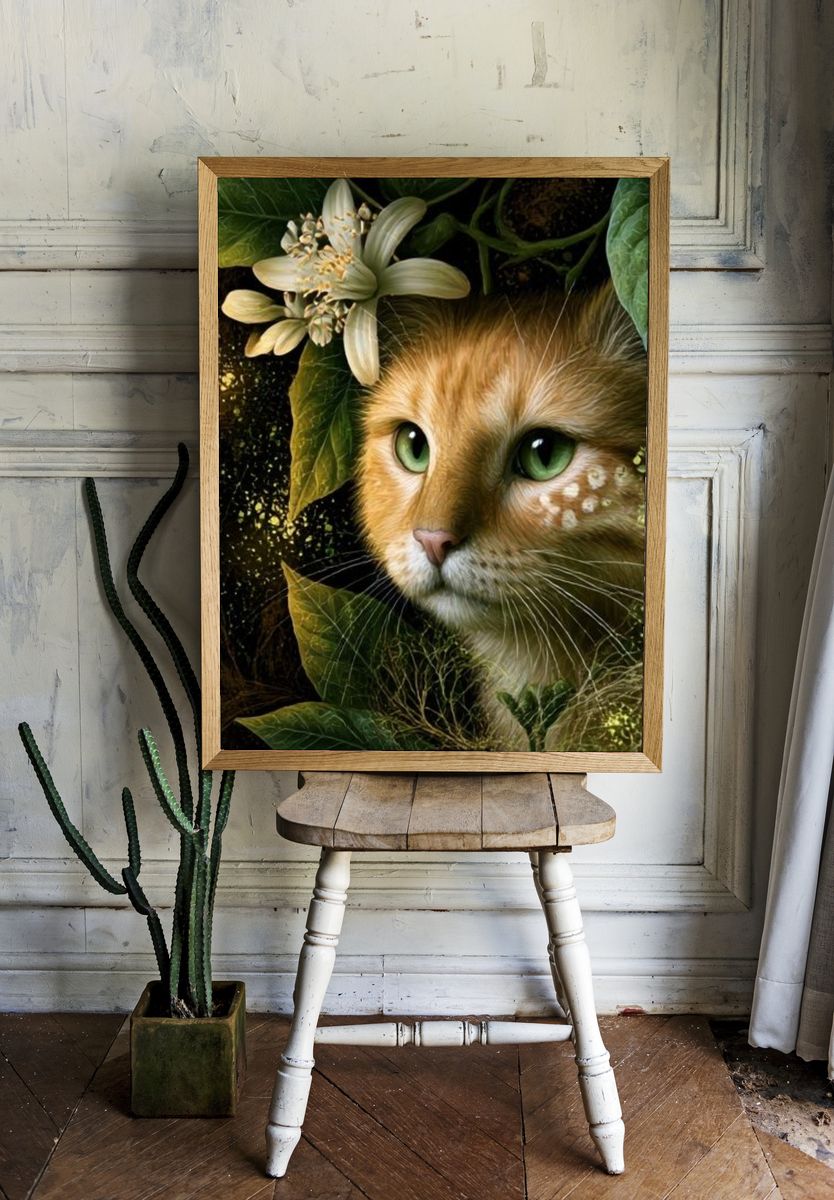 Forest Cat Illustration Poster. room preview