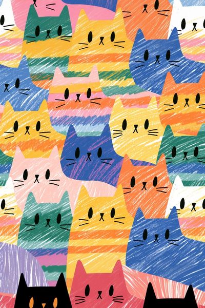 Colorful Cats Illustration Poster.