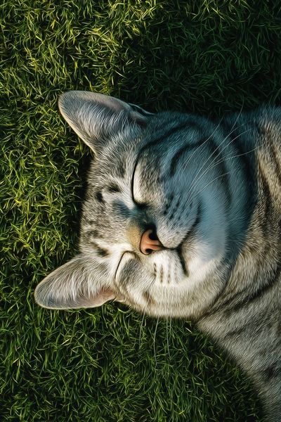 Sleeping Tabby Cat Photography Poster.