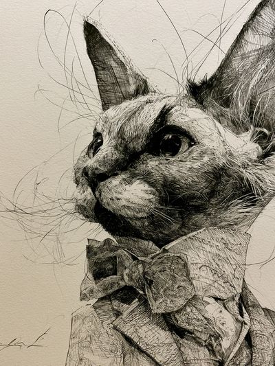 Cat Portrait Ink Poster.