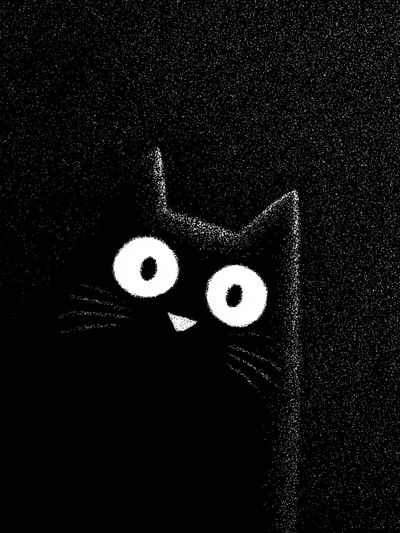 Black Cat Minimalist Print.