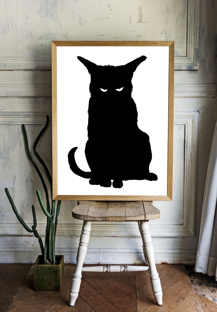 Black Cat Silhouette Poster. room preview
