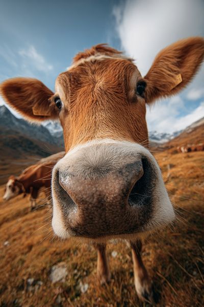 Curious Cow Portrait Poster.