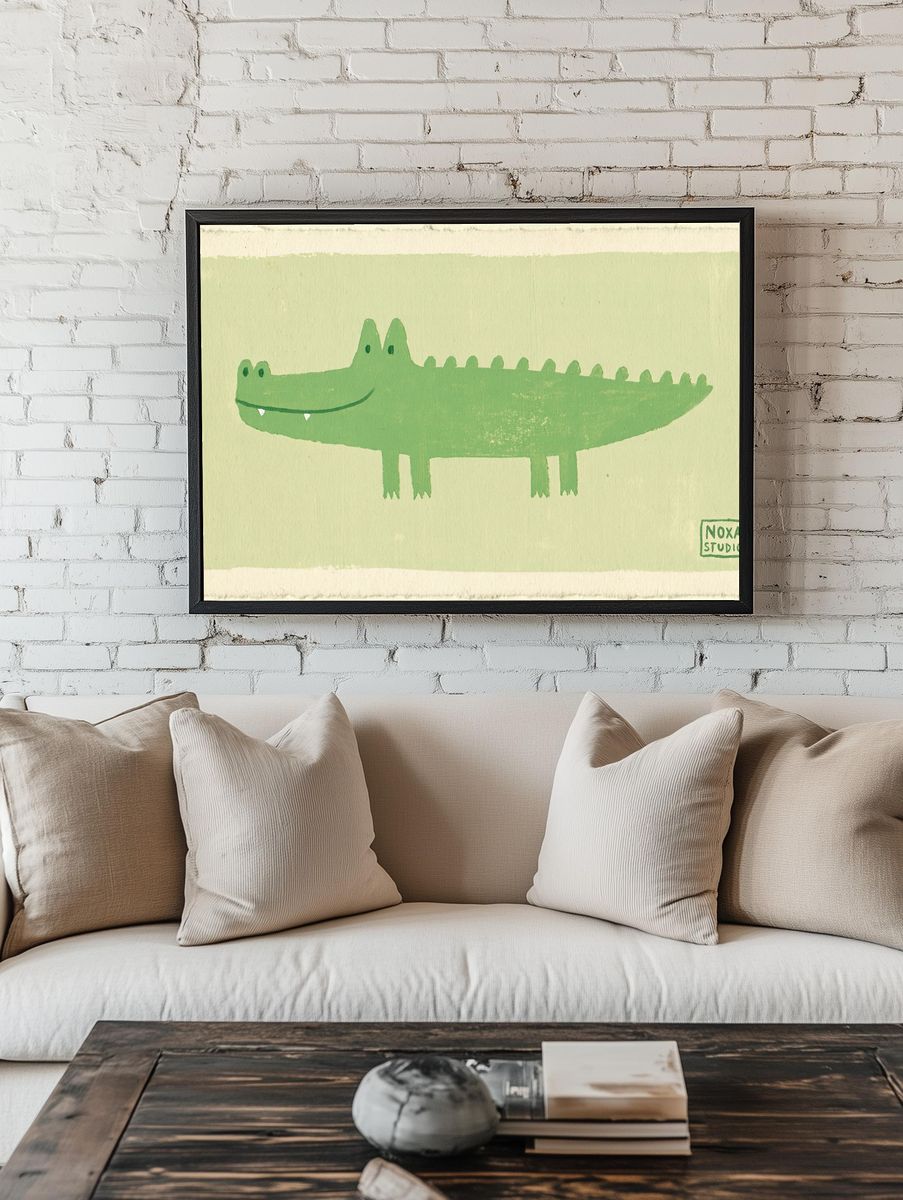 Green Crocodile Illustration Poster. room preview