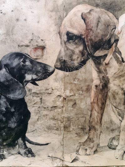 Dachshund Duo Illustration Poster.