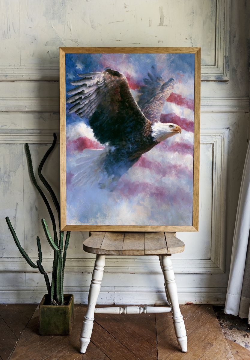 Majestic Eagle in Clouds Poster. room preview