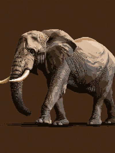 Elephant Pixel Art Poster.