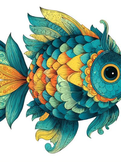 Whimsical Tropical Fish Illustration Poster.