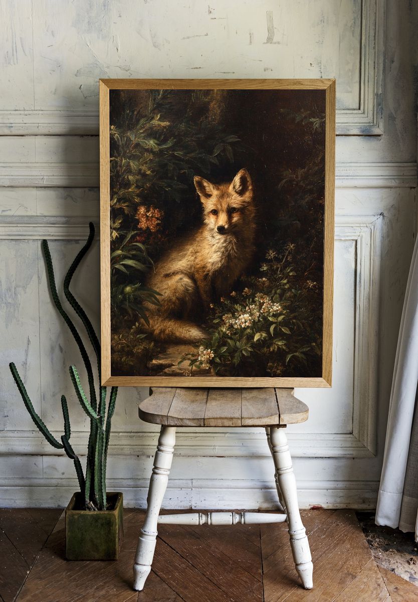 Fox in Woodland Fine-Art Poster. room preview