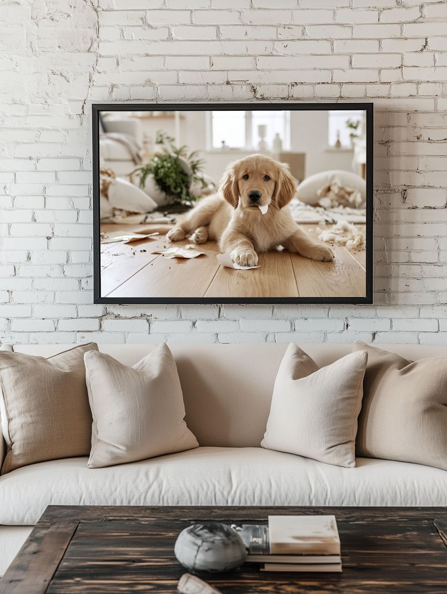 Golden Retriever Puppy Photography Poster. room preview