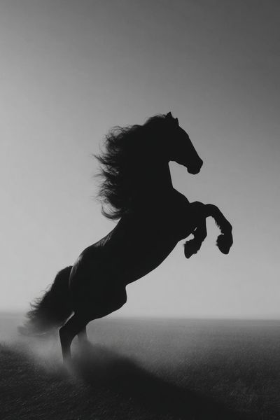 Rearing Horse Black-White Poster.