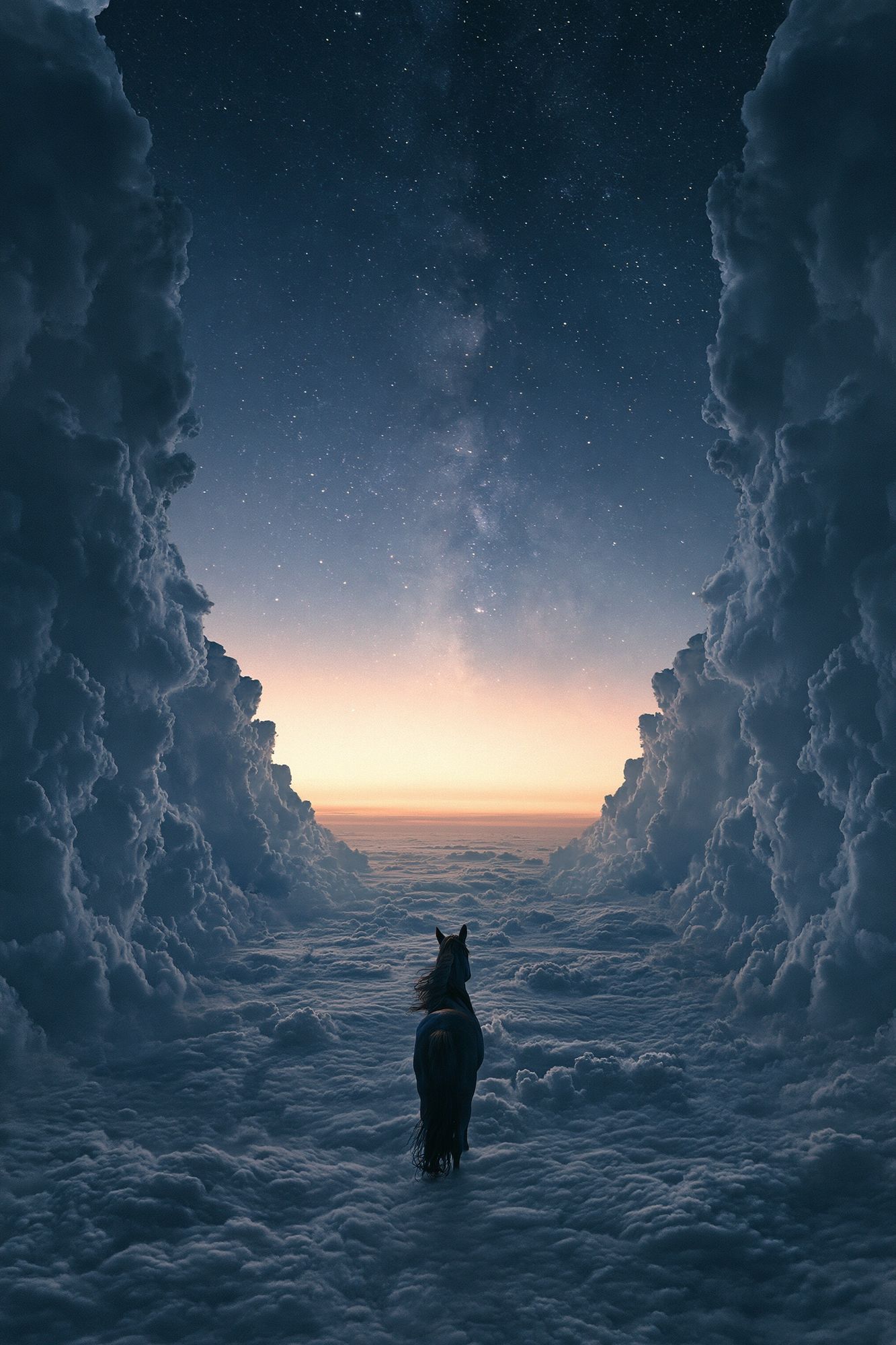 Horse Above the Clouds Fantasy Print. poster detail