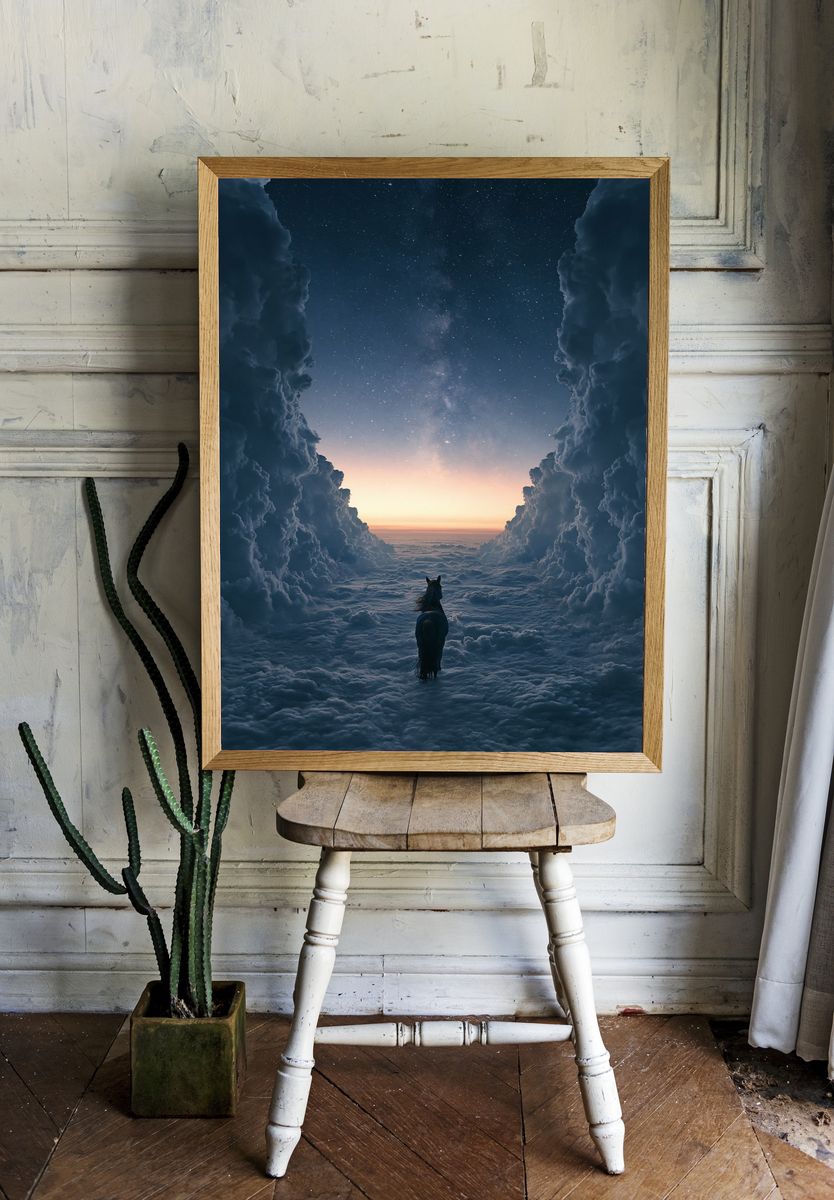 Horse Above the Clouds Fantasy Print. — room view 1