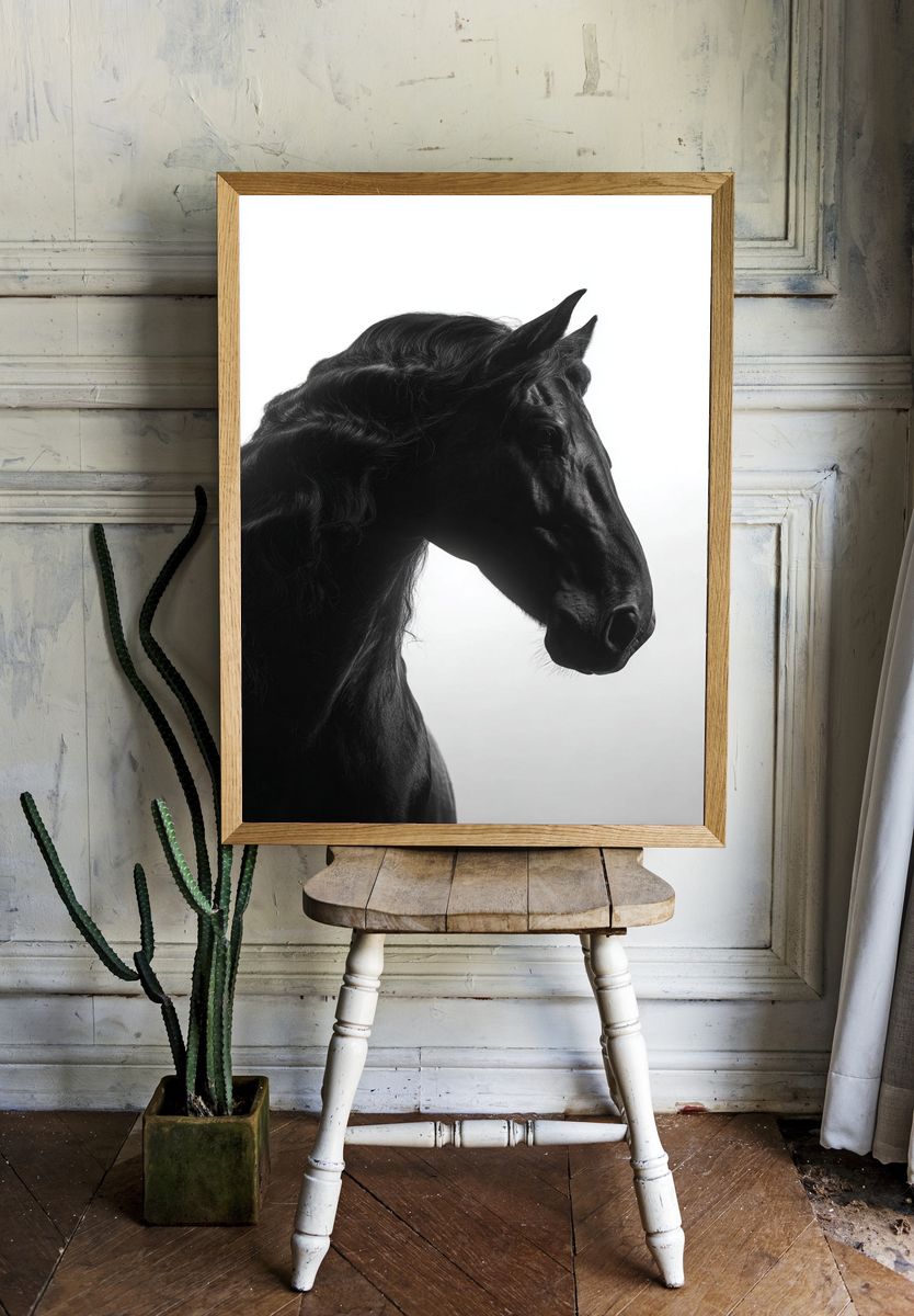 Black Horse Portrait Photography Poster. room preview