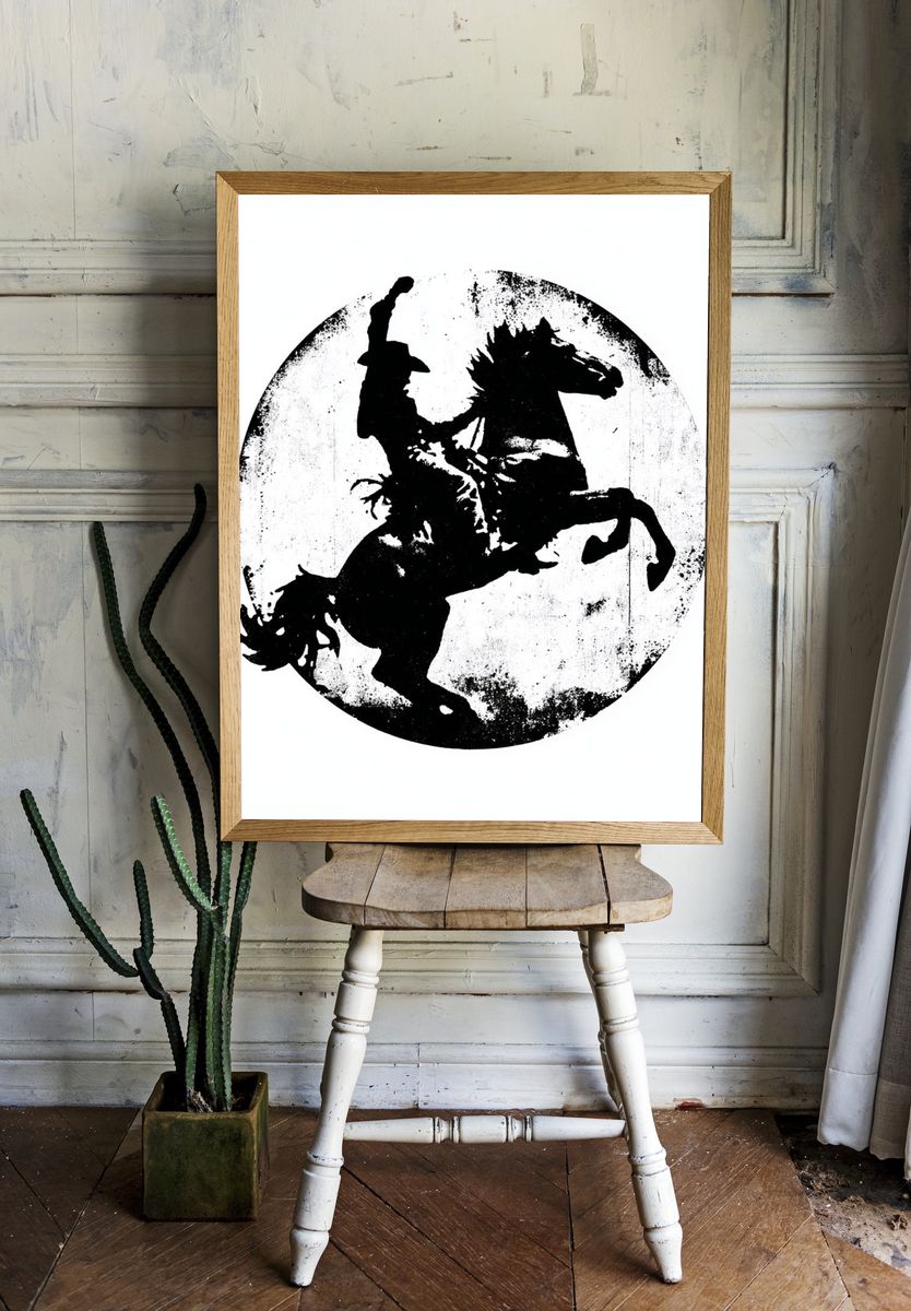 Rearing Horse Silhouette Print. room preview