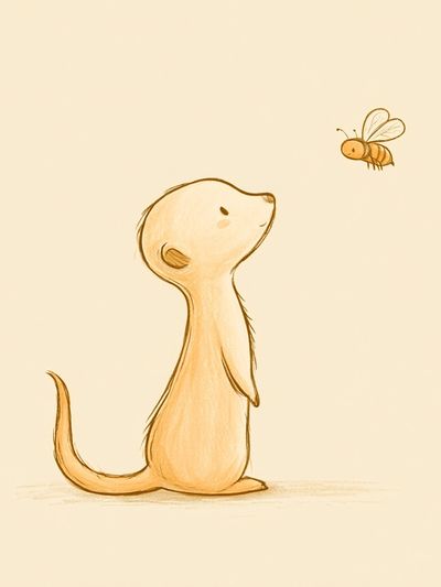 Meerkat and Bee Illustration Poster. poster print