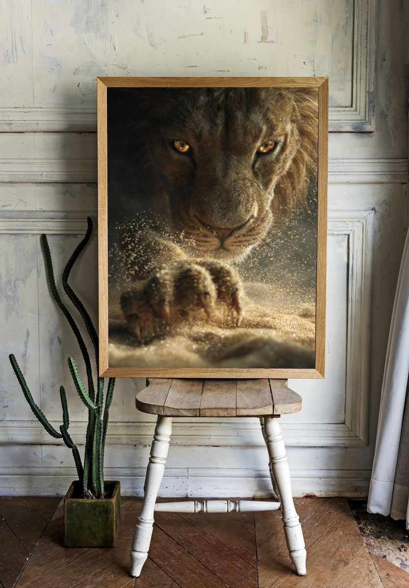 Lion Close-Up Photography Poster. room preview