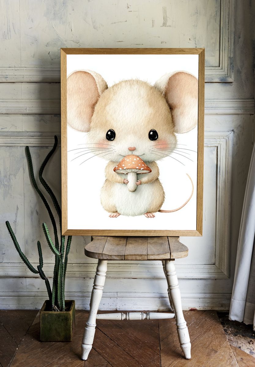 Cute Mouse Watercolor Poster. room preview