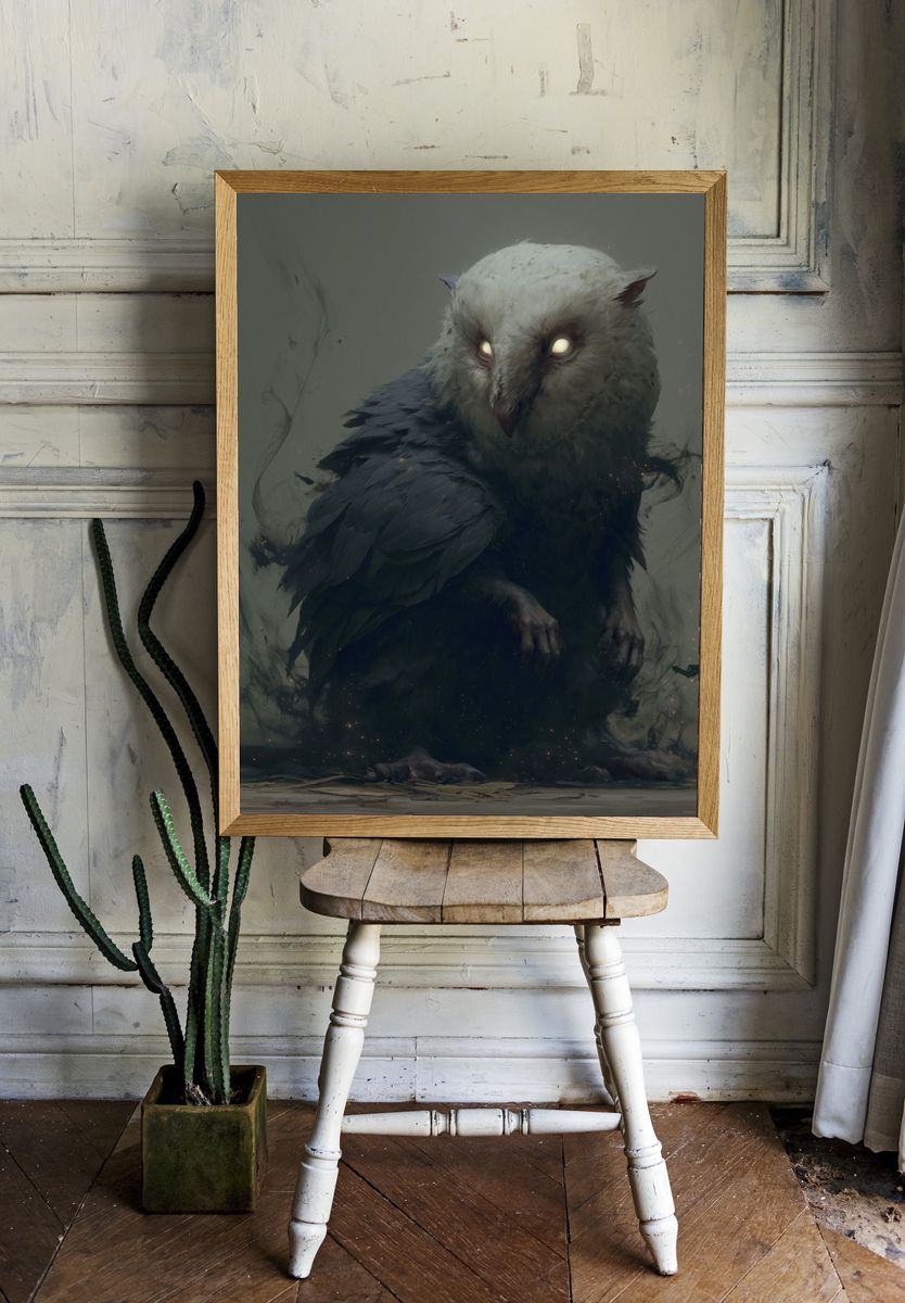 Mystic Owl Digital Art Poster. room preview
