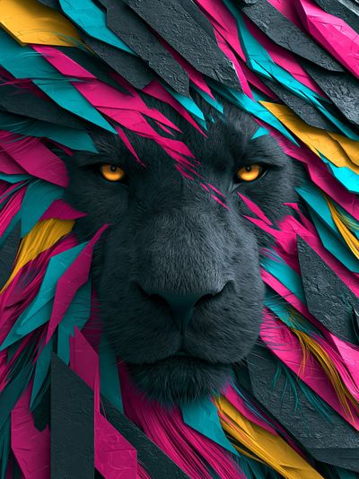 Neon Panther Portrait Poster.