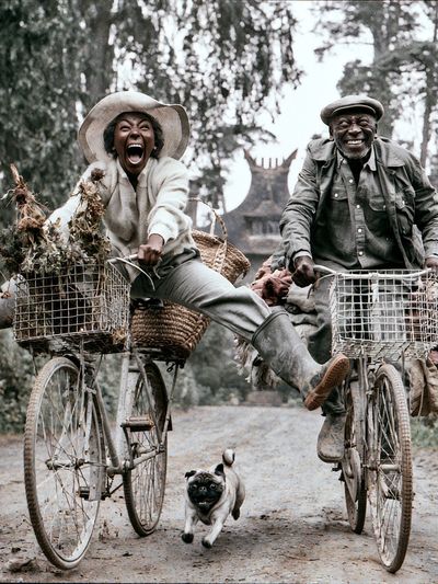 Joyful Bicycle Ride Photography Poster. poster print