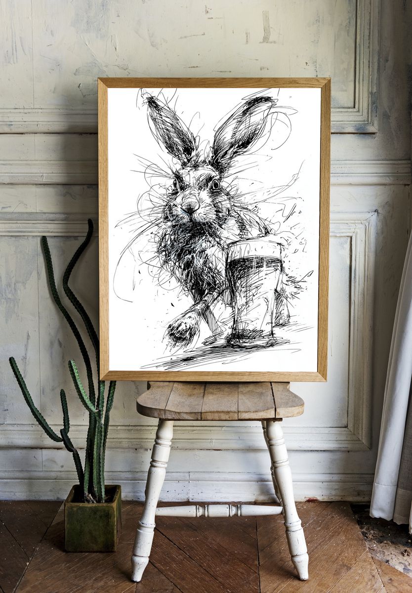 Rabbit Sketch Illustration Poster. room preview