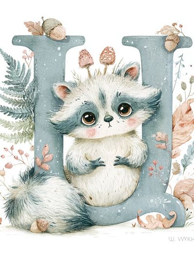 Cute Raccoon Letter D Poster.