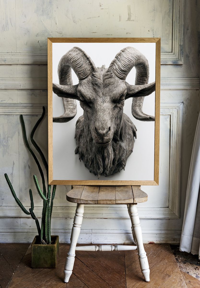 Ram Head Sculpture Poster. room preview
