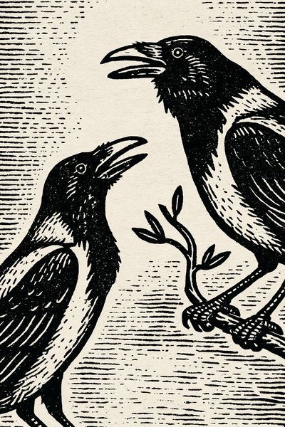Raven Pair Ink Print.