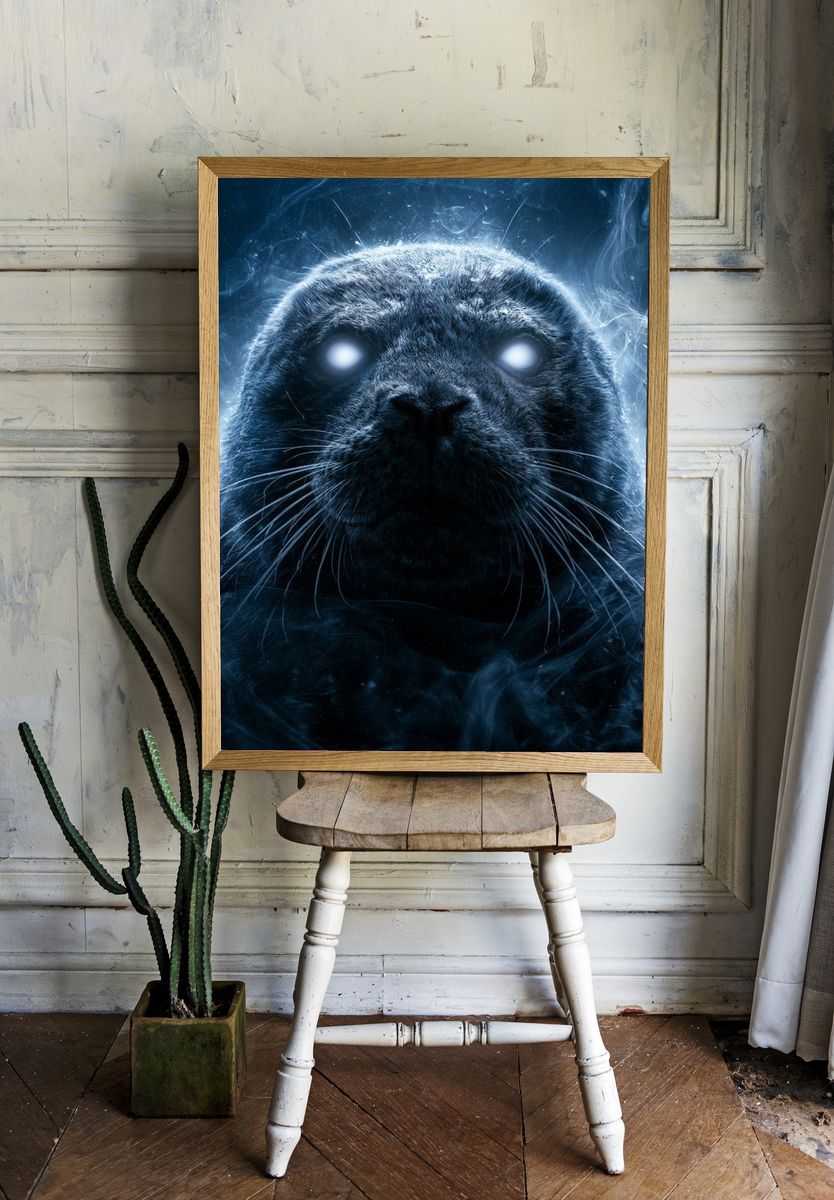 Glowing Seal Portrait Poster. room preview