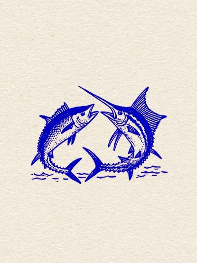 Swordfish Duel Vintage Print.