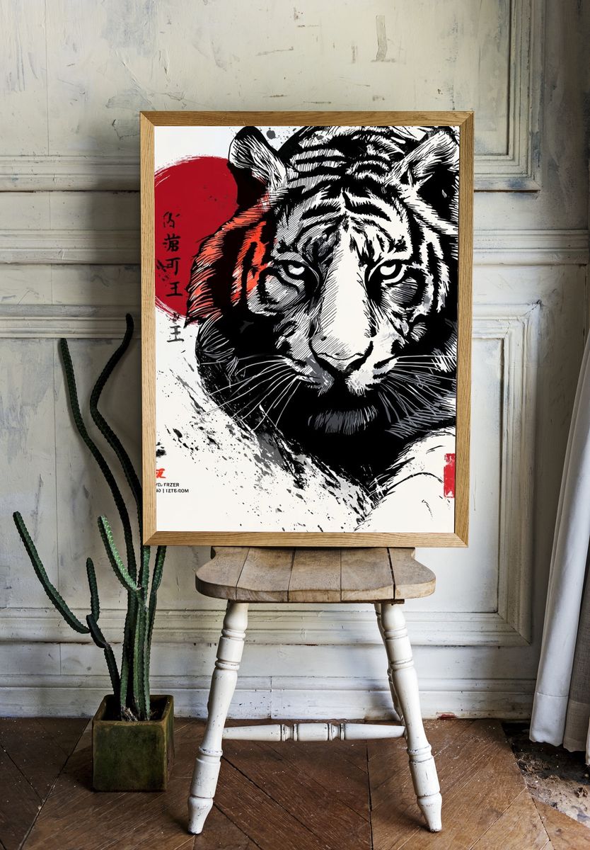Tiger Ink Brush Poster. room preview