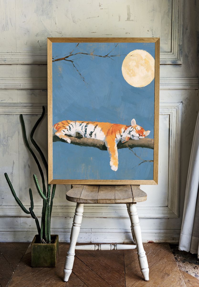 Sleeping Tiger Moonlight Poster. room preview