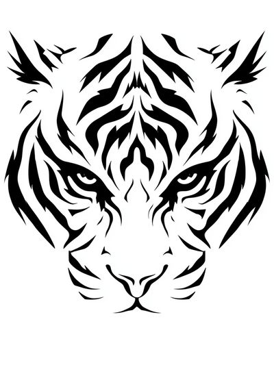 Tiger Face Line Art Poster.