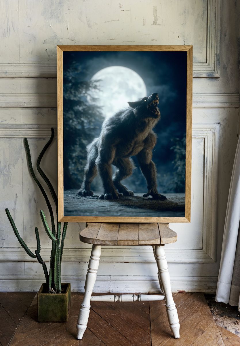 Howling Wolf Moonlit Poster. room preview
